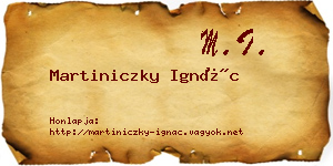 Martiniczky Ignác névjegykártya